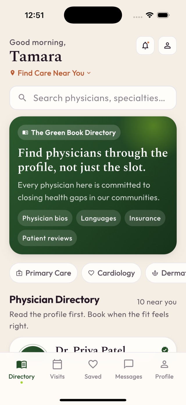 Physician directory search results